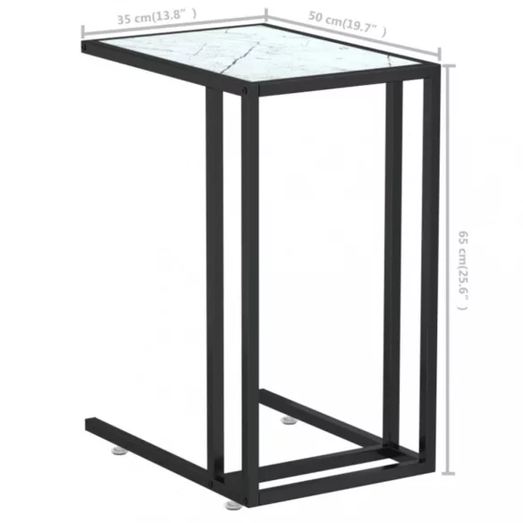 fehér márvány edzett üveg számítógép-kisasztal 50 x 35 x 65 cm