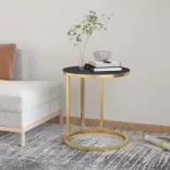 arany-fekete edzett üveg kisasztal 45 cm