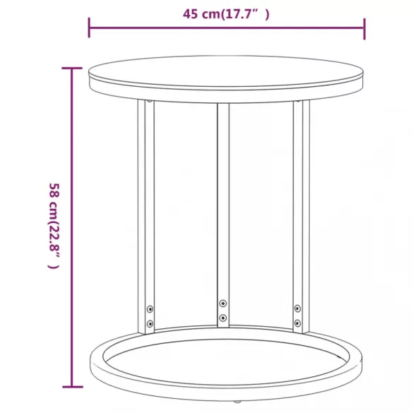 arany-fekete edzett üveg kisasztal 45 cm