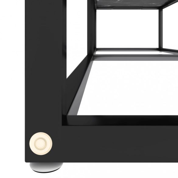 fekete márvány színű edzett üveg TV-szekrény 140 x 40 x 40,5 cm