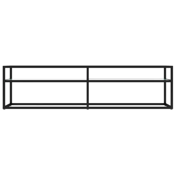 fehér márvány színű edzett üveg TV-szekrény 160x40x40,5 cm