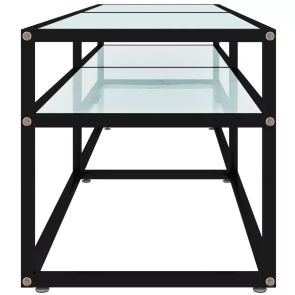 fehér márvány színű edzett üveg TV-szekrény 160x40x40,5 cm