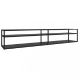 fekete edzett üveg TV-szekrény 220x40x40,5 cm