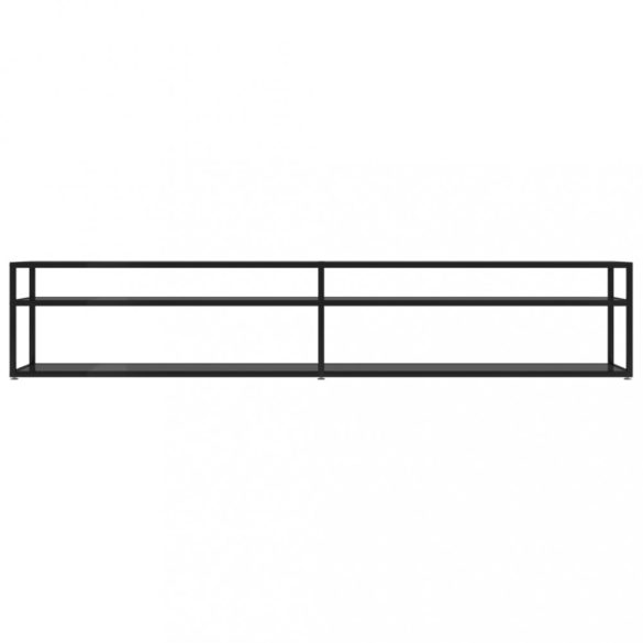 fekete edzett üveg TV-szekrény 220x40x40,5 cm