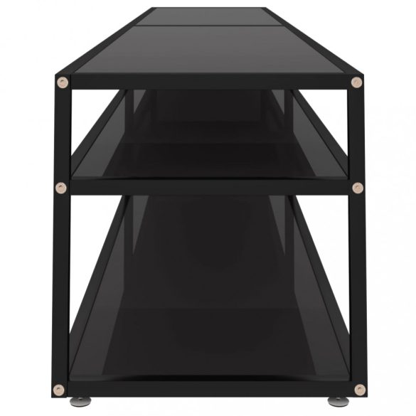 fekete edzett üveg TV-szekrény 220x40x40,5 cm