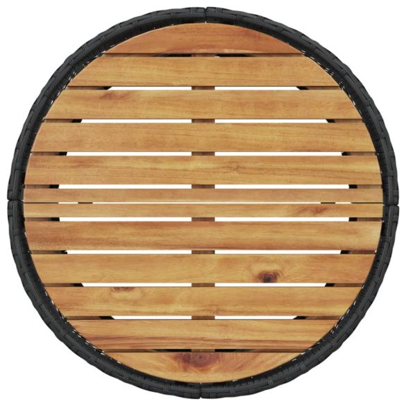 fekete polirattan félkör kerti kanapé asztallal és párnákkal