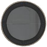 szürke polirattan kerek kerti kanapé asztallal és párnákkal