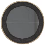 bézs polirattan kerek kerti kanapé asztallal és párnákkal