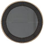 bézs polirattan kerek kerti kanapé asztallal és párnákkal