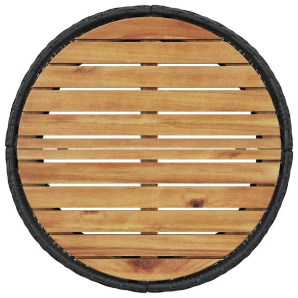 fekete polirattan kerek kerti kanapé asztallal és párnákkal