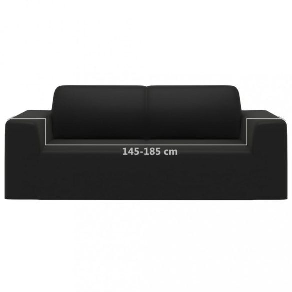 kétszemélyes fekete sztreccs poliészterdzsörzé kanapé-védőhuzat