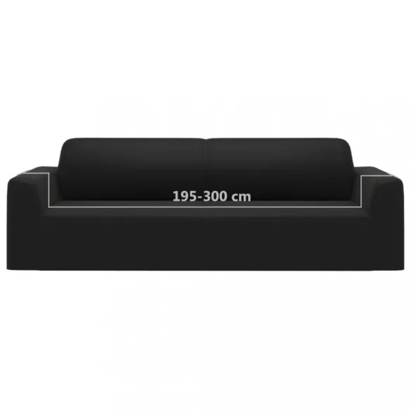 3-személyes fekete sztreccs poliészterdzsörzé kanapé-védőhuzat