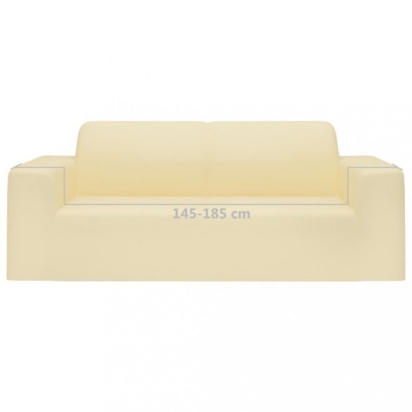 2-személyes krémszínű sztreccs poliészterdzsörzé kanapéhuzat