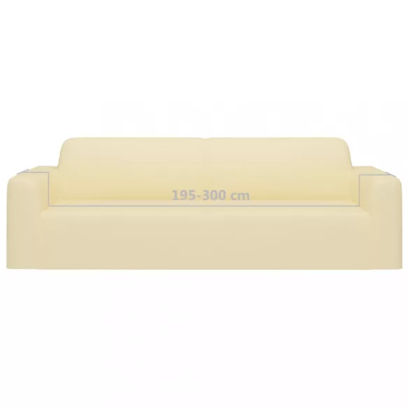 3-személyes krémszínű sztreccs poliészterdzsörzé kanapéhuzat