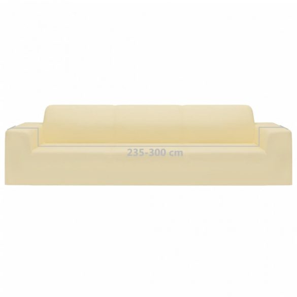 4-személyes krémszínű sztreccs poliészterdzsörzé kanapéhuzat