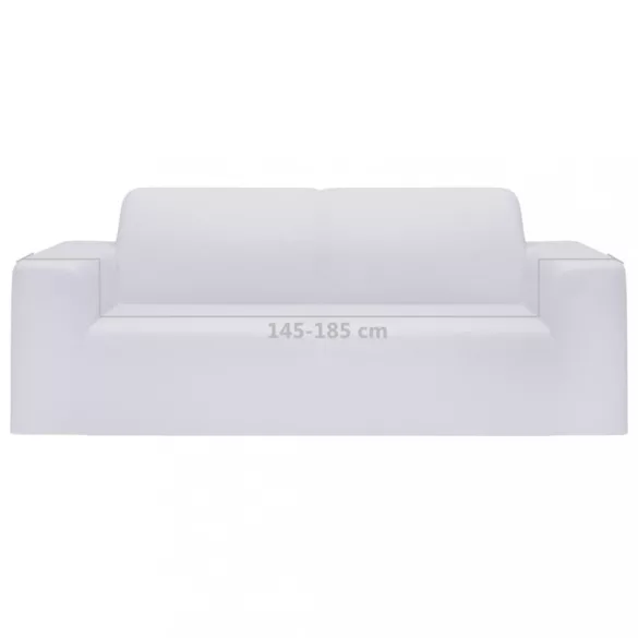2-személyes fehér sztreccs poliészterdzsörzé kanapé-védőhuzat