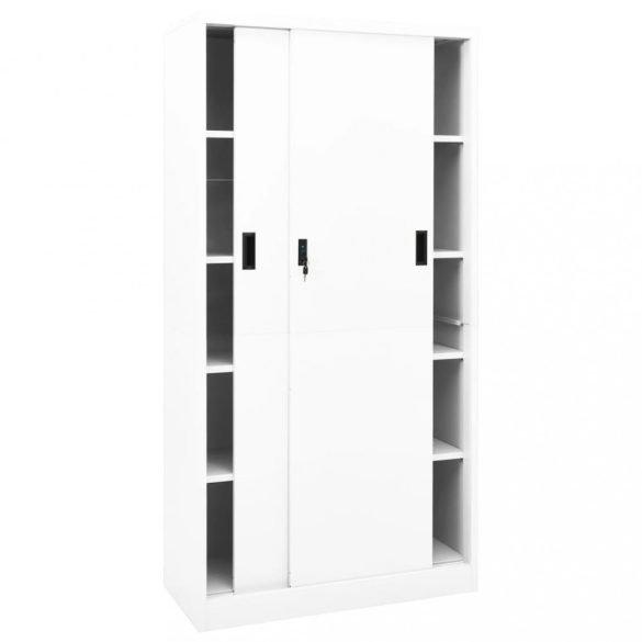 fehér acél tolóajtós irodai szekrény 90 x 40 x 180 cm