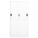 fehér acél tolóajtós irodai szekrény 90 x 40 x 180 cm