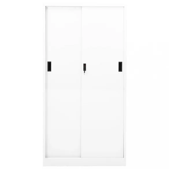 fehér acél tolóajtós irodai szekrény 90 x 40 x 180 cm