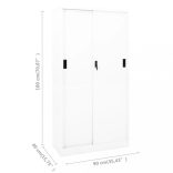 fehér acél tolóajtós irodai szekrény 90 x 40 x 180 cm