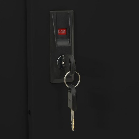 fekete acél tolóajtós irodai szekrény 90 x 40 x 180 cm