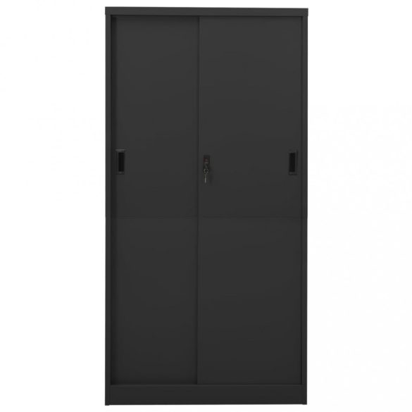 antracitszürke acél tolóajtós irodai szekrény 90 x 40 x 180 cm