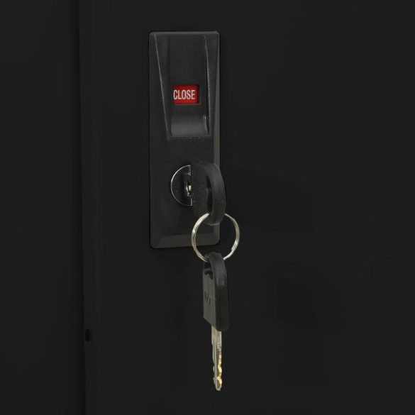 antracitszürke acél tolóajtós irodai szekrény 90 x 40 x 180 cm