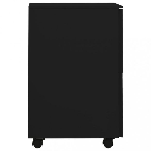 fekete acél mobil iratszekrény 39 x 45 x 67 cm