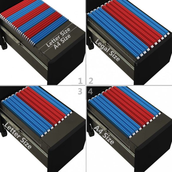 fekete acél mobil iratszekrény 30 x 45 x 59 cm