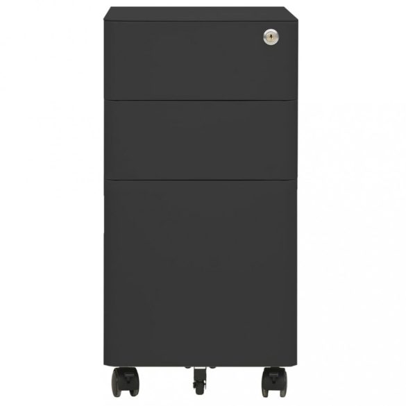 antracitszürke acél mobil iratszekrény 30 x 45 x 59 cm