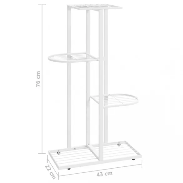 fehér 4 szintes acél virágtartó állvány 43 x 22 x 76 cm