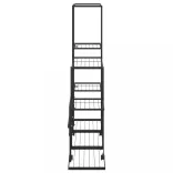 fekete acél virágtartó állvány kerékkel 94,5 x 25 x 92,5 cm