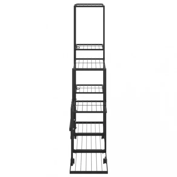 fekete acél virágtartó állvány kerékkel 94,5 x 25 x 92,5 cm