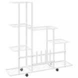 fehér acél virágtartó állvány kerékkel 94,5 x 25 x 92,5 cm