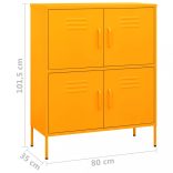 mustársárga acél tárolószekrény 80 x 35 x 101,5 cm