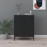 fekete acél tárolószekrény 80 x 35 x 101,5 cm