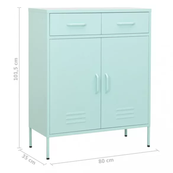 mentazöld acél tárolószekrény 80 x 35 x 101,5 cm