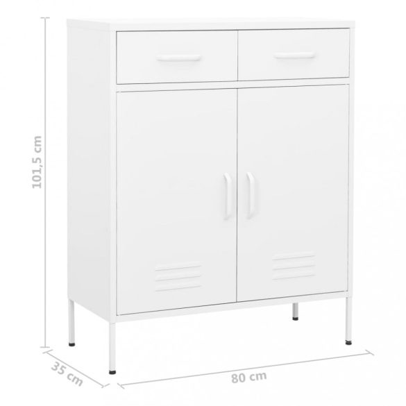 fehér acél tárolószekrény 80 x 35 x 101,5 cm