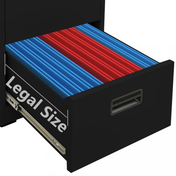 fekete acél irattartó szekrény 46 x 62 x 102,5 cm