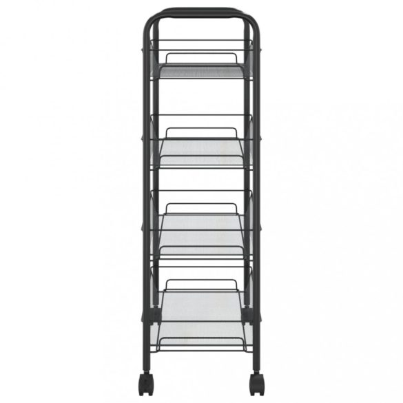 fekete 4 szintes vas konyhai kerekes kocsi 46 x 26 x 85 cm