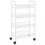 fehér 4 szintes vas konyhai kerekes kocsi 46 x 26 x 85 cm