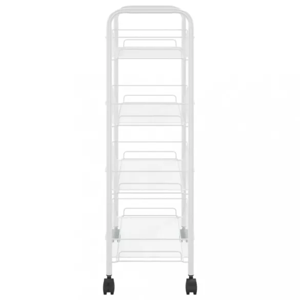 fehér 4 szintes vas konyhai kerekes kocsi 46 x 26 x 85 cm