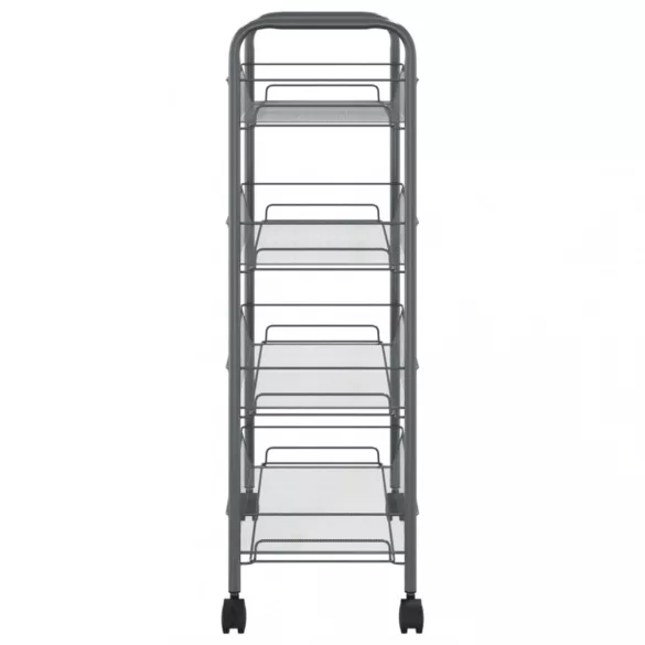 4 szintes szürke vas konyhai kerekes kocsi 46 x 26 x 85 cm