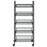 5 szintes fekete vas konyhai kerekes kocsi 46 x 26 x 105 cm