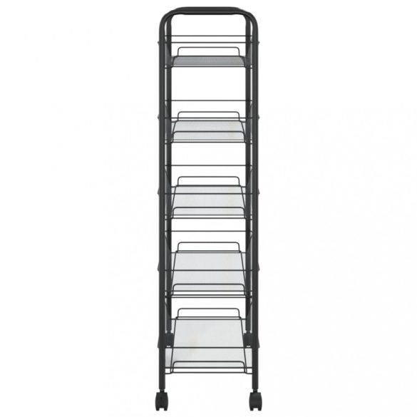 5 szintes fekete vas konyhai kerekes kocsi 46 x 26 x 105 cm