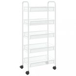 5 szintes fehér vas konyhai kerekes kocsi 46 x 26 x 105 cm
