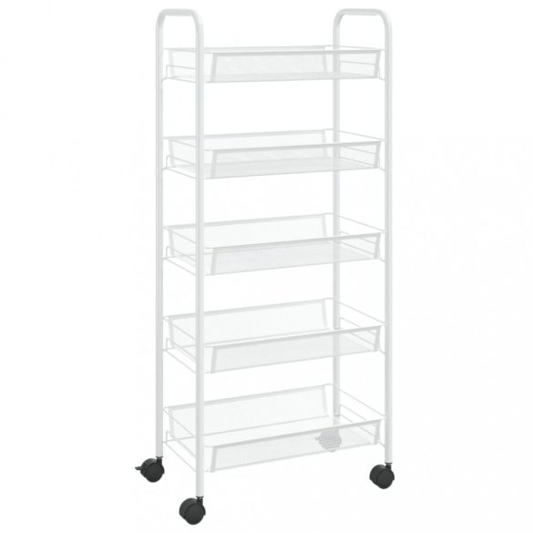 5 szintes fehér vas konyhai kerekes kocsi 46 x 26 x 105 cm