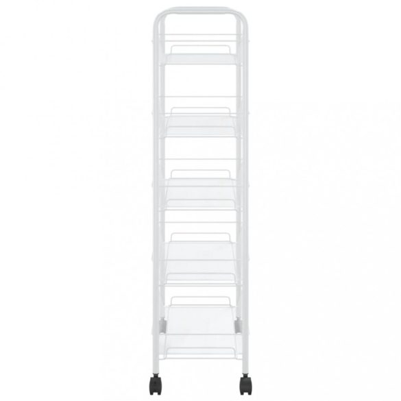 5 szintes fehér vas konyhai kerekes kocsi 46 x 26 x 105 cm