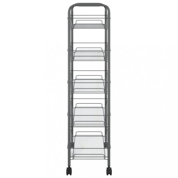 5 szintes szürke vas konyhai kerekes kocsi 46 x 26 x 105 cm