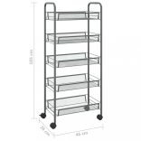 5 szintes szürke vas konyhai kerekes kocsi 46 x 26 x 105 cm